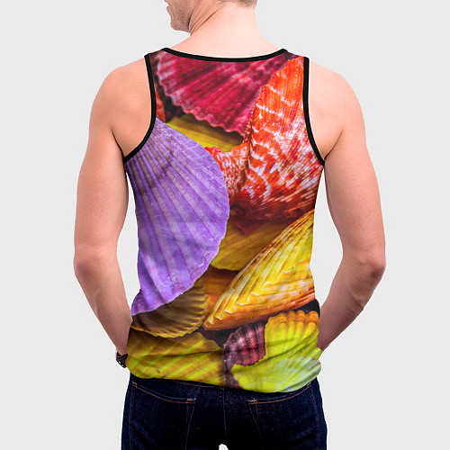 Мужская майка без рукавов Разноцветные ракушки multicolored seashells / 3D-Черный – фото 4