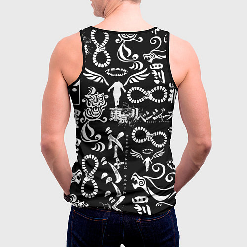 Мужская майка без рукавов ТОКИЙСКИЕ МСТИТЕЛИ ЛОГОБОМБИНГ TOKYO REVENGERS LOG / 3D-Черный – фото 4