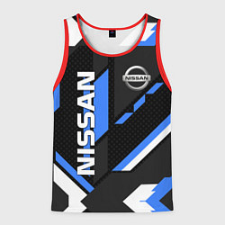 Майка-безрукавка мужская НИССАН ЛОГО СИНИЯ ГЕОМЕТРИЯ CYBER, цвет: 3D-красный