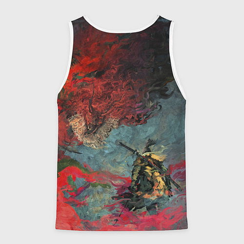 Мужская майка без рукавов Sekiro Самурай против дракона / 3D-Белый – фото 2