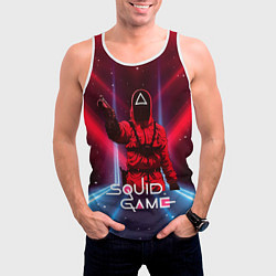 Майка-безрукавка мужская Игра в кальмара - выстрел, цвет: 3D-белый — фото 2