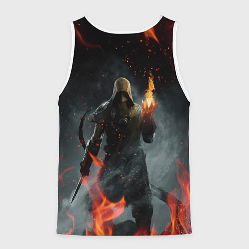Мужская майка без рукавов TES SKYRIM DOVAHKIN FLAME ДРАКОНОРОЖДЕННЫЙ / 3D-Белый – фото 2