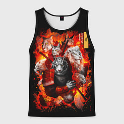 Майка-безрукавка мужская Водяной Тигр 2022 и крупные кошки лев, рысь, цвет: 3D-черный