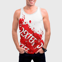 Майка-безрукавка мужская Декстер, пятна крови, цвет: 3D-белый — фото 2