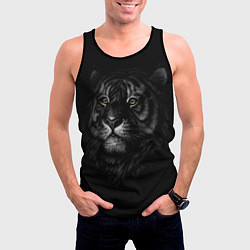 Майка-безрукавка мужская Голова хищного тигра, цвет: 3D-черный — фото 2