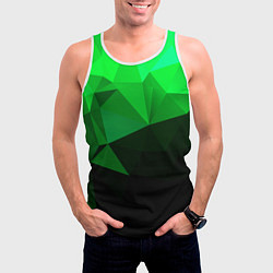 Майка-безрукавка мужская Изумрудный Зеленый Геометрия, цвет: 3D-белый — фото 2