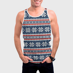 Майка-безрукавка мужская Knitted Christmas Pattern, цвет: 3D-белый — фото 2
