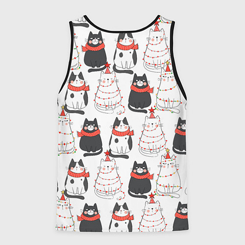 Мужская майка без рукавов НОВОГОДНИЕ КОТИКИ 2022 / 3D-Черный – фото 2