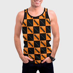 Майка-безрукавка мужская Black Orange Squares, цвет: 3D-черный — фото 2