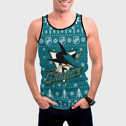 Майка-безрукавка мужская Сан Хосе Шаркс Новогодний, цвет: 3D-черный — фото 2