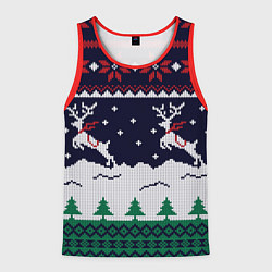 Майка-безрукавка мужская СВИТЕР С ОЛЕНЯМИ DEER SWEATER, цвет: 3D-красный