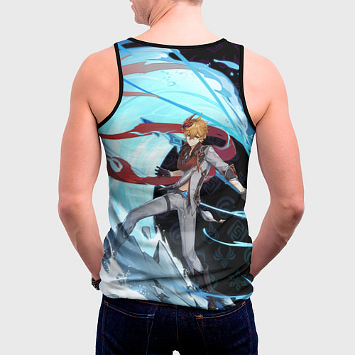 Мужская майка без рукавов ТАРТАЛЬЯ, GENSHIN IMPACT ГЕНШИН ИМПАКТ / 3D-Черный – фото 4