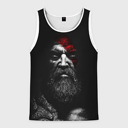 Майка-безрукавка мужская ЛИЦО КРАТОСА, БОГ ВОЙНЫ GOD OF WAR, цвет: 3D-белый