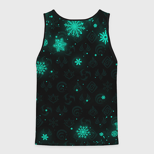 Мужская майка без рукавов НЕОНОВЫЙ НОВОГОДНИЙ ГЕНШИН ИМПАКТ / 3D-Черный – фото 2