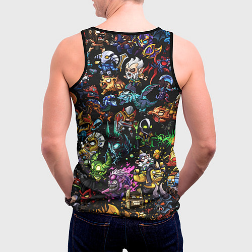 Мужская майка без рукавов DOTA 2 ВСЕ ПЕРСОНАЖИ В ЦВЕТЕ / 3D-Черный – фото 4