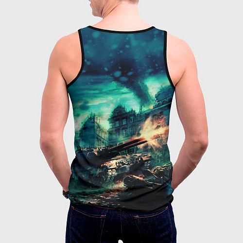 Мужская майка без рукавов Танк СТ-II / 3D-Черный – фото 4