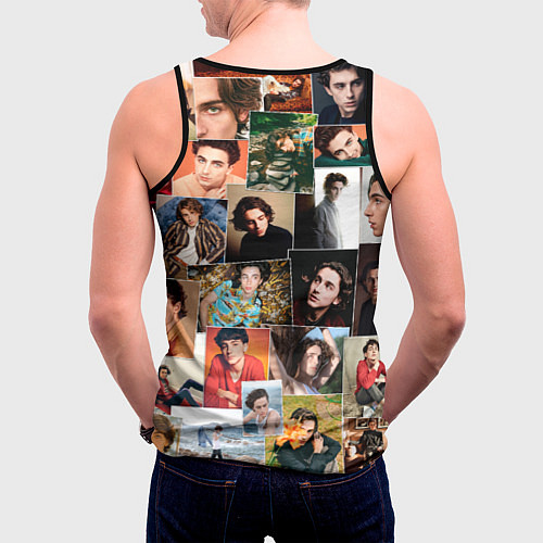 Мужская майка без рукавов Тимоти цветной коллаж / 3D-Черный – фото 4