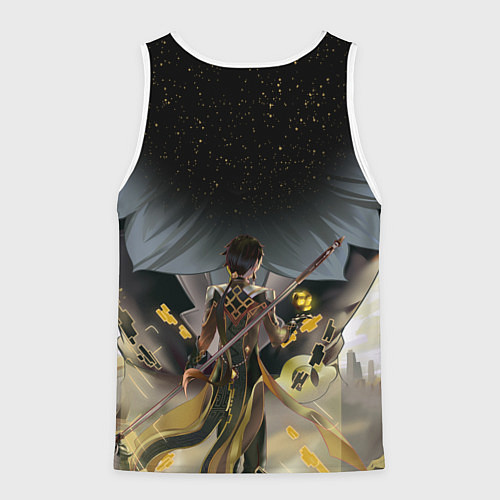Мужская майка без рукавов ГЕНШИН ИМПАКТ ЧЖУН ЛИ GENSHIN IMPACT / 3D-Белый – фото 2