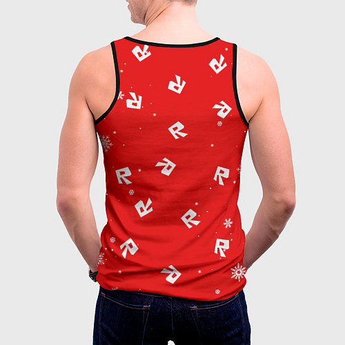 Мужская майка без рукавов НОВОГОДНИЙ СВИТЕР ROBLOX РОБЛОКС НОВЫЙ ГОД 2022 / 3D-Черный – фото 4