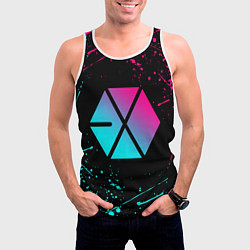 Майка-безрукавка мужская EXO BAND NEON LOGO НЕОНОВЫЕ БРЫЗГИ КРАСОК, цвет: 3D-белый — фото 2