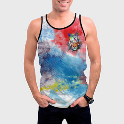 Майка-безрукавка мужская Красочный лев на цветном облаке, цвет: 3D-черный — фото 2