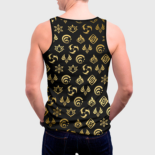 Мужская майка без рукавов GOLDEN GENSHIN IMPACT PATTERN ЗОЛОТО ГЕНШИН ИМПАКТ / 3D-Черный – фото 4