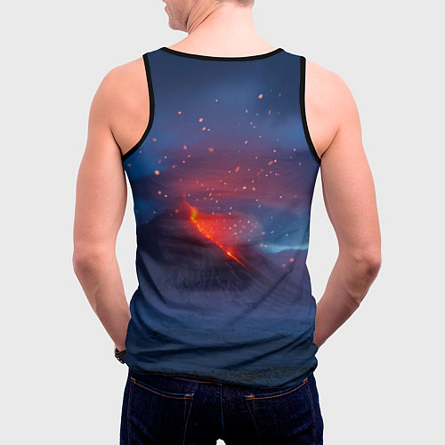 Мужская майка без рукавов Извержение вулкана ночью / 3D-Черный – фото 4