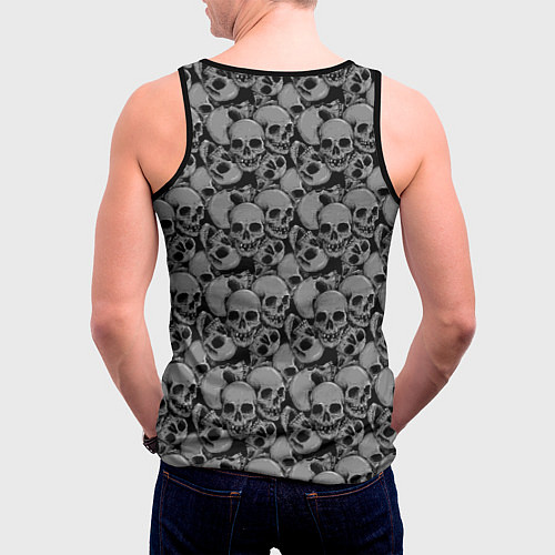 Мужская майка без рукавов Gray skulls / 3D-Черный – фото 4