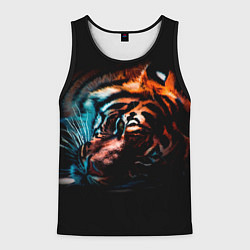 Майка-безрукавка мужская Красивый Тигр лежит, цвет: 3D-черный