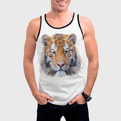 Майка-безрукавка мужская Тигр рыжий полосатый, цвет: 3D-черный — фото 2