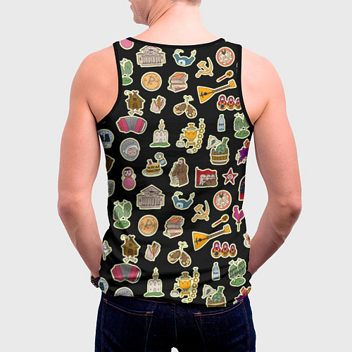 Мужская майка без рукавов Россия и СССР паттерн / 3D-Черный – фото 4