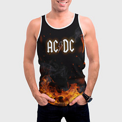 Майка-безрукавка мужская ACDC - Fire, цвет: 3D-белый — фото 2