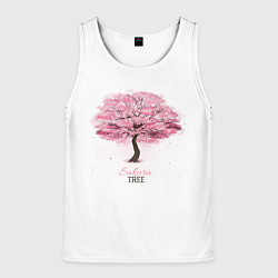 Майка-безрукавка мужская Sakura Tree, цвет: 3D-белый