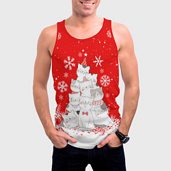 Майка-безрукавка мужская КОТОЁЛКА на новый год, цвет: 3D-красный — фото 2