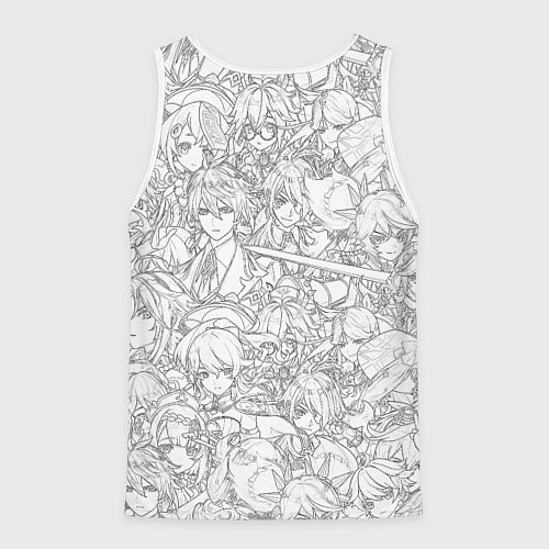 Мужская майка без рукавов ПЕРСОНАЖИ МАНГА ГЕНШИН ИМПАКТ / 3D-Белый – фото 2