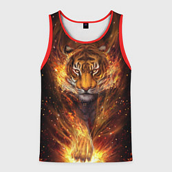 Майка-безрукавка мужская Огненный тигр Сила огня, цвет: 3D-красный