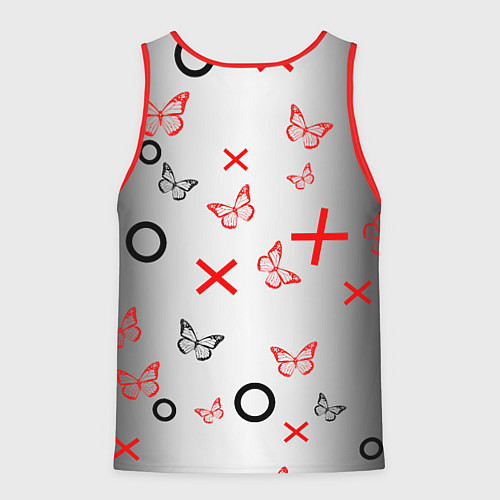 Мужская майка без рукавов Крестики нолики сердцами / 3D-Красный – фото 2