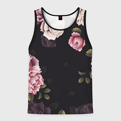 Майка-безрукавка мужская РОЗЫ И ПИОНЫ, цвет: 3D-черный
