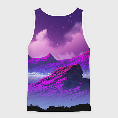 Мужская майка без рукавов Горы Закат Аниме / 3D-Белый – фото 2