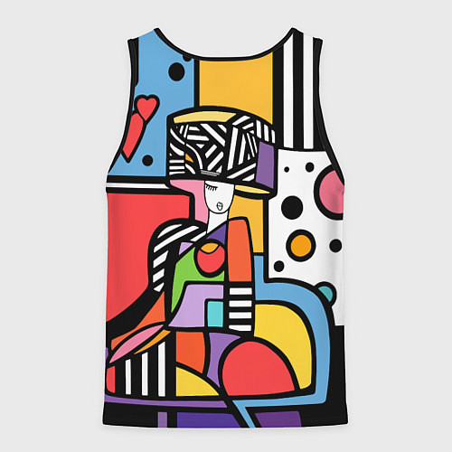 Мужская майка без рукавов Girl in a round hat / 3D-Черный – фото 2