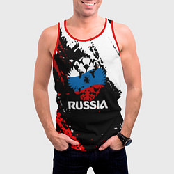 Майка-безрукавка мужская Russia Герб в цвет Флага, цвет: 3D-красный — фото 2