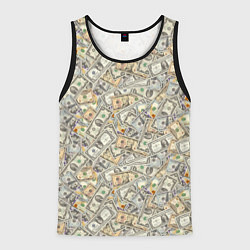Майка-безрукавка мужская Доллары 1, 2, 10, 100 банкноты, цвет: 3D-черный