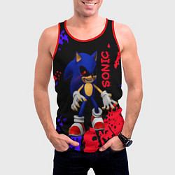 Майка-безрукавка мужская Соник екзе Sonic exe, цвет: 3D-красный — фото 2