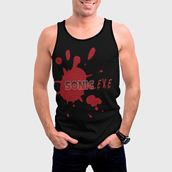 Майка-безрукавка мужская Sonic Exe - логотип с брызгами крови, цвет: 3D-черный — фото 2