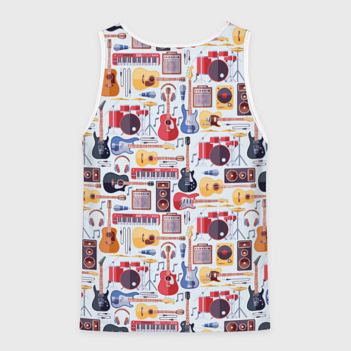 Мужская майка без рукавов Рок Музыкант / 3D-Белый – фото 2