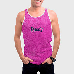 Майка-безрукавка мужская Daddy pink, цвет: 3D-белый — фото 2