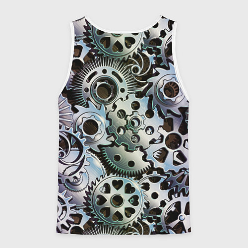 Мужская майка без рукавов Стимпанк шестеренки Steampunk / 3D-Белый – фото 2