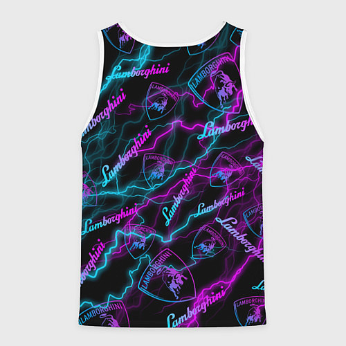 Мужская майка без рукавов Lamborghini Неоновые молнии / 3D-Белый – фото 2