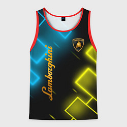 Майка-безрукавка мужская Lamborghini - Неоновые фигуры, цвет: 3D-красный