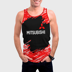 Майка-безрукавка мужская Mitsubishi размытые штрихи, цвет: 3D-красный — фото 2